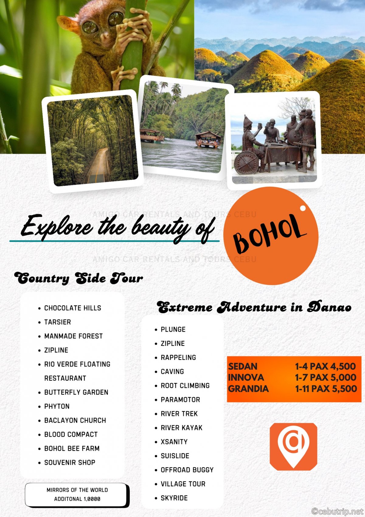 Cebu & Bohol Island Tours | Affordable Private Car Rentals – Amigo Travel